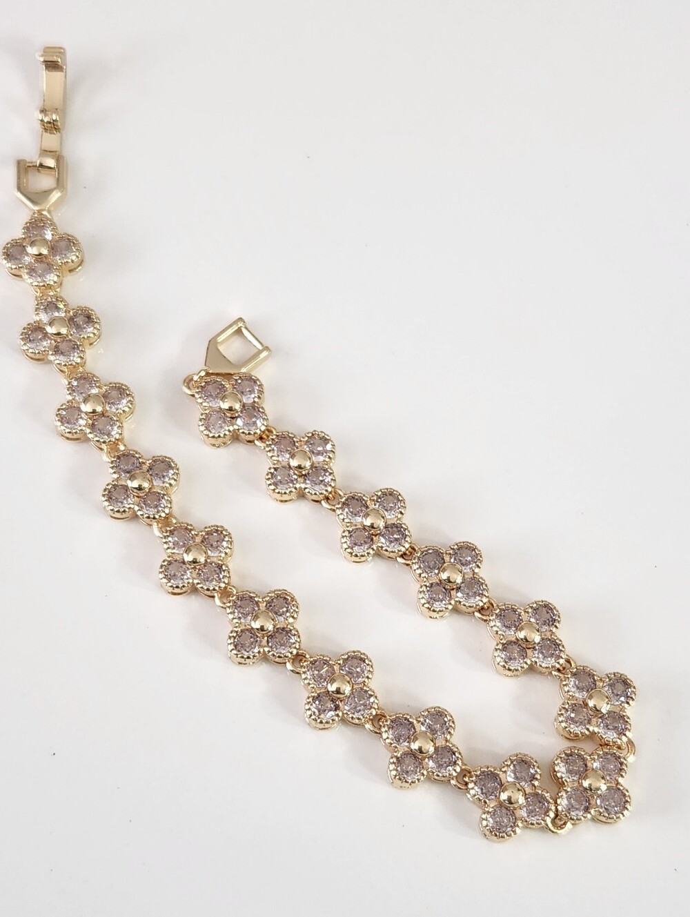 14k Gold Plated Clover Tennis Bracelet